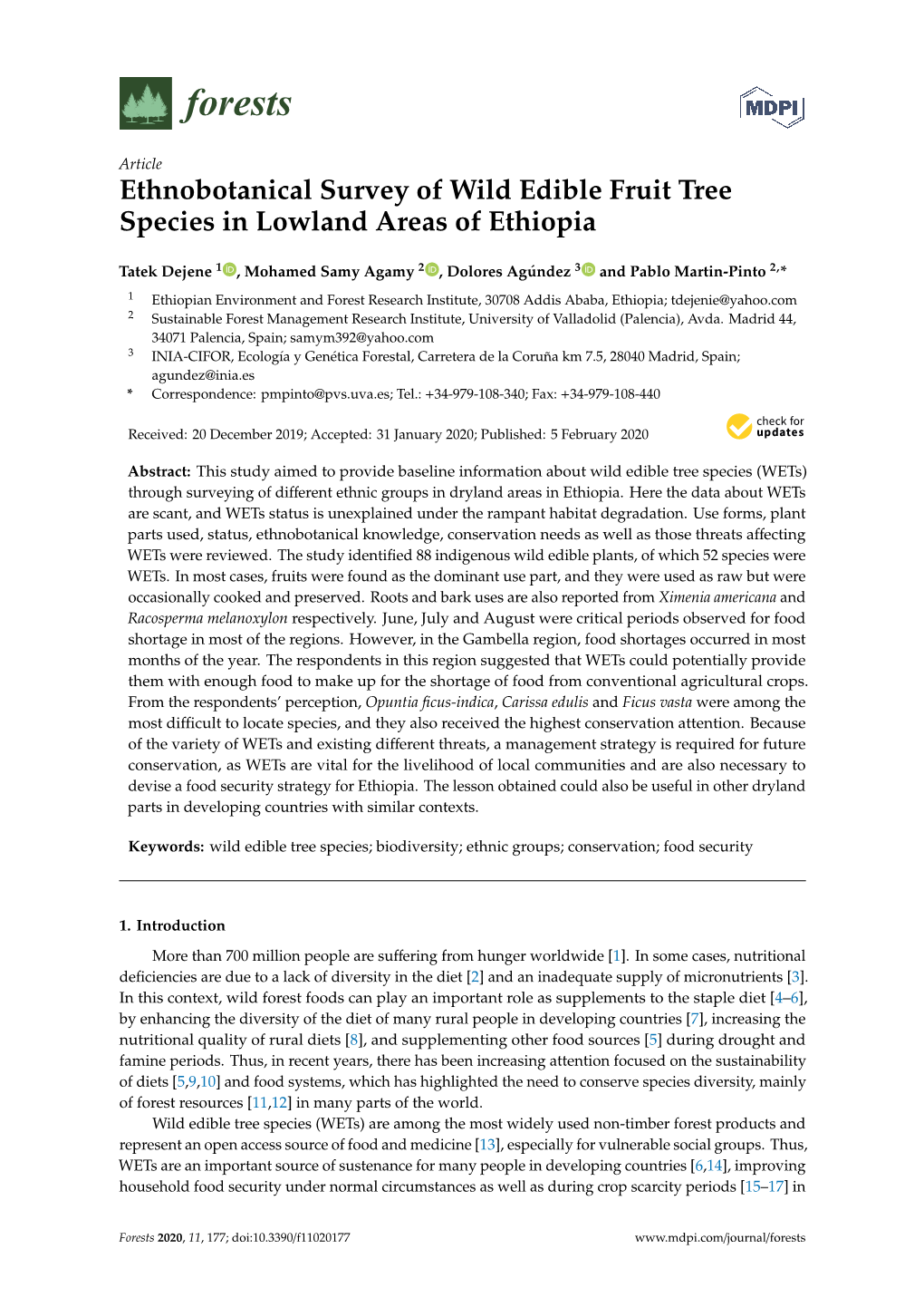 Ethnobotanical Survey of Wild Edible Fruit Tree Species in Lowland Areas of Ethiopia