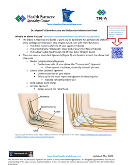 Elbow Fracture and Dislocation Information Sheet with Your Camera Phone to Learn More from Dr