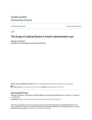 The Scope of Judicial Review in French Administrative Law