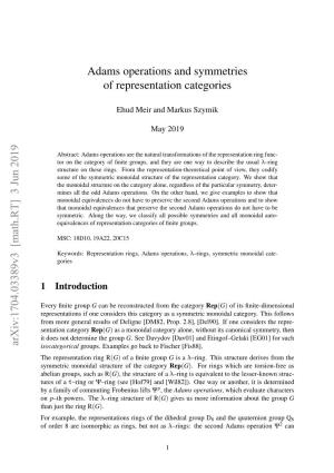 Adams Operations and Symmetries of Representation Categories Arxiv