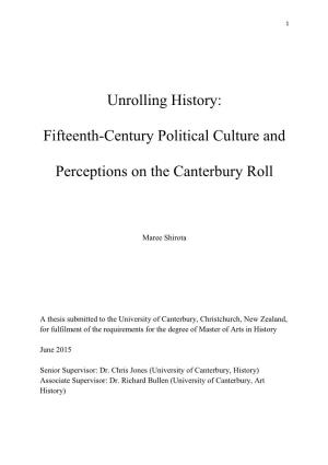 Fifteenth-Century Political Culture and Perceptions on the Canterbury Roll