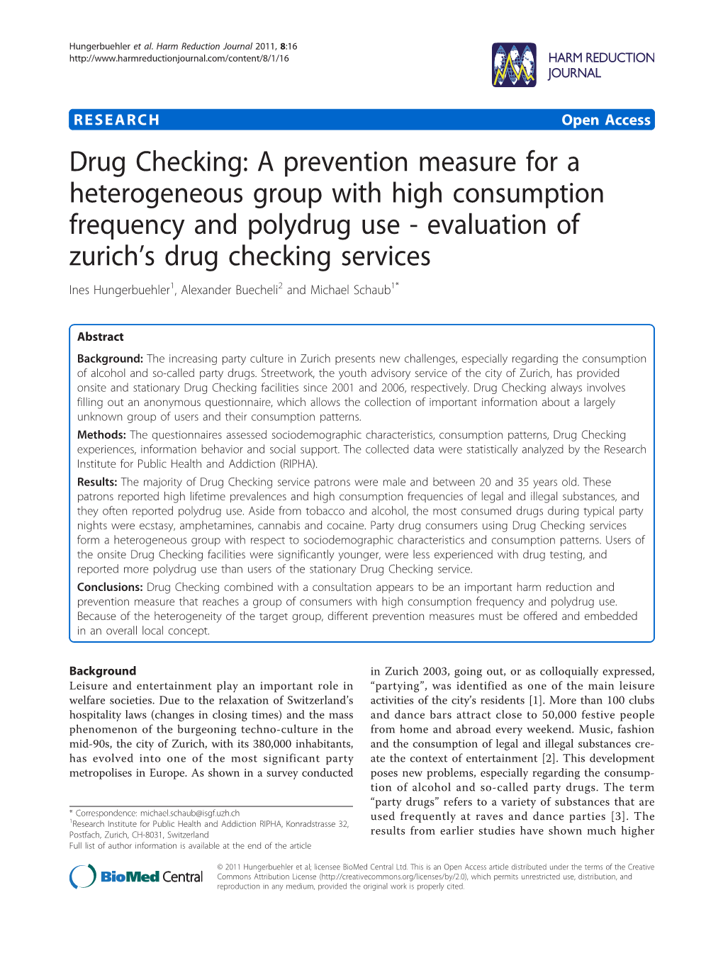 Drug Checking: a Prevention Measure for a Heterogeneous Group With