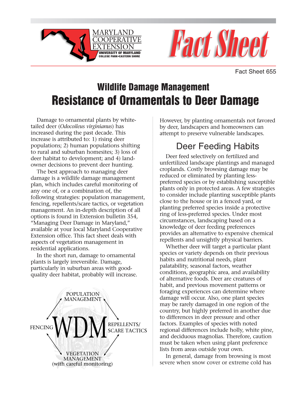 Resistance of Ornamentals to Deer Damage