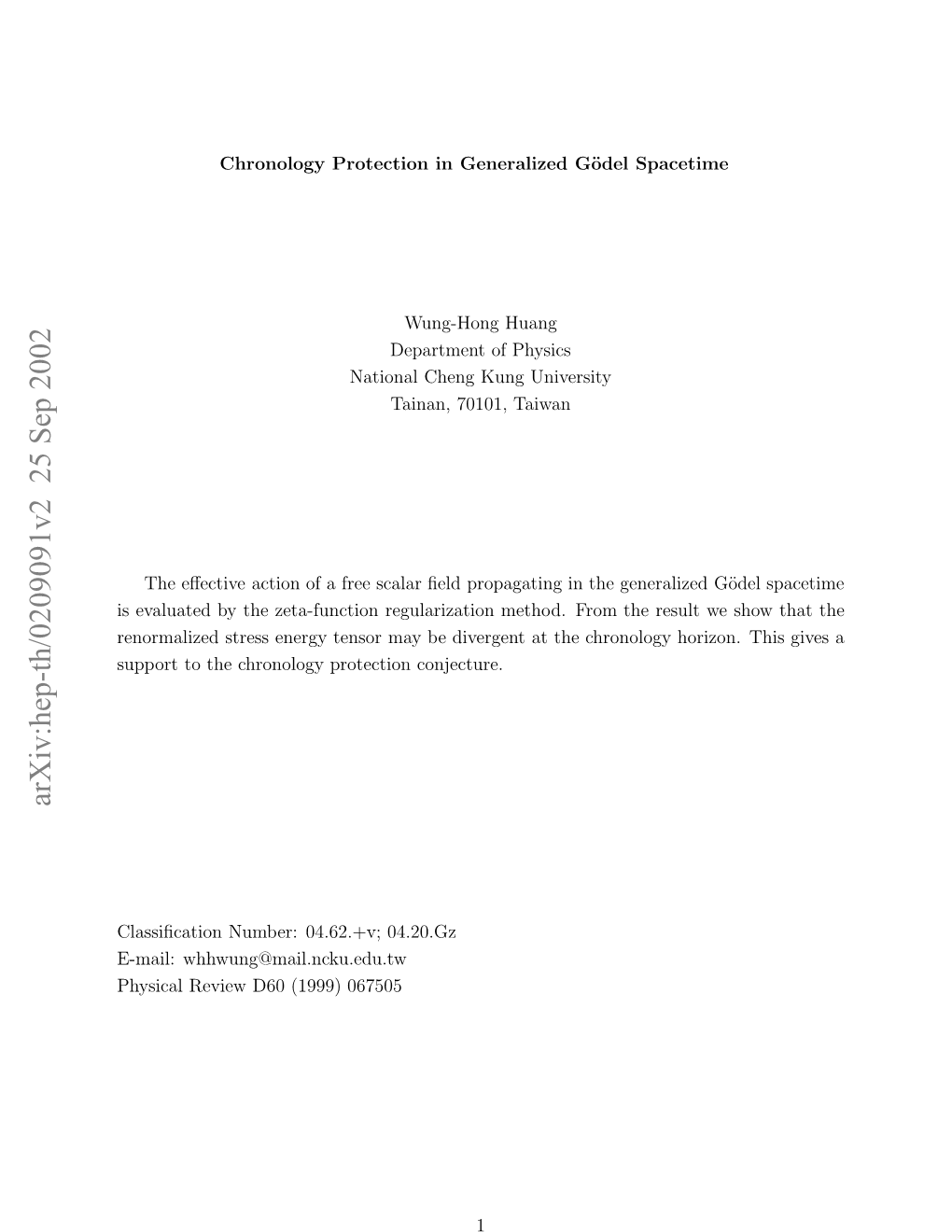 Chronology Protection in Generalized Godel Spacetime