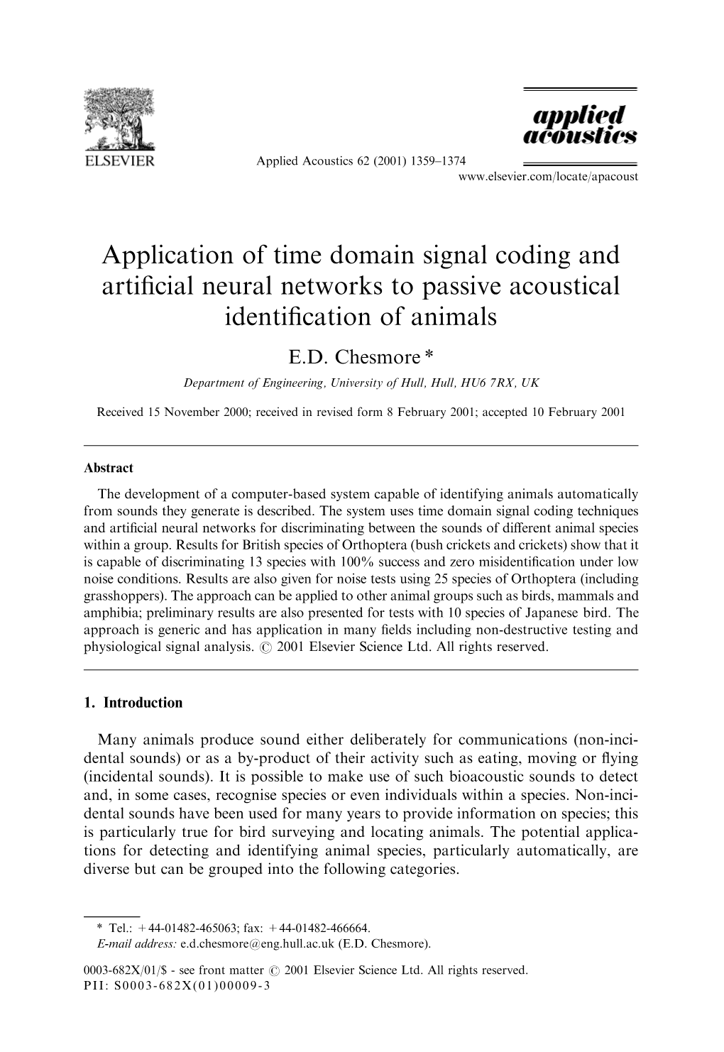 Application of Time Domain Signal Coding and Artificial Neural