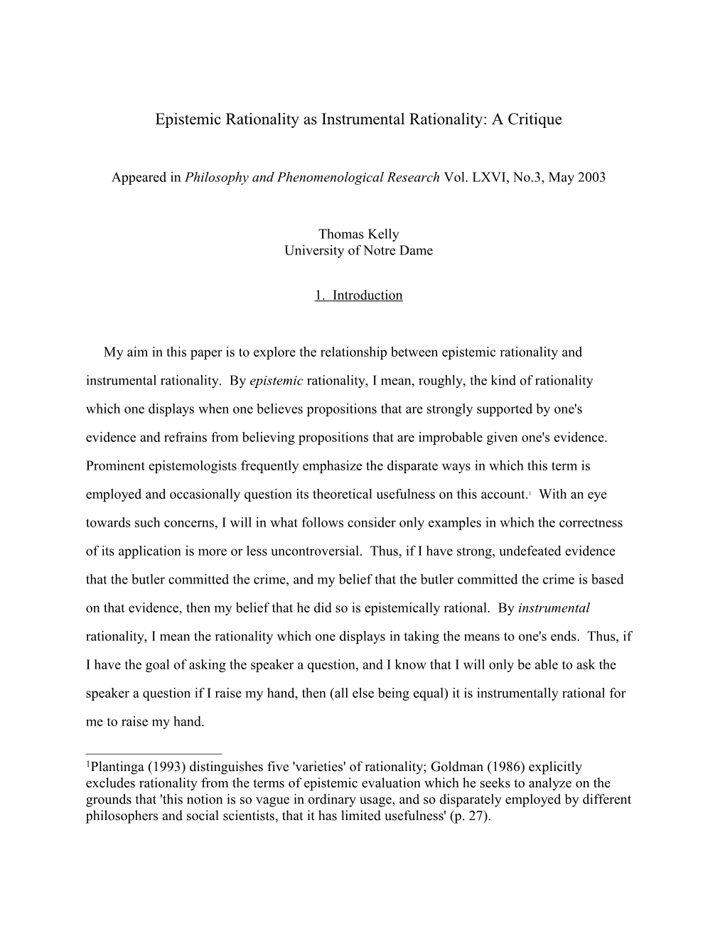 Epistemic Rationality As Instrumental Rationality: a Critique