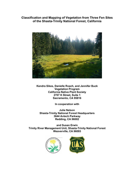 Classification and Mapping of Vegetation from Three Fen Sites of the Shasta-Trinity National Forest, California