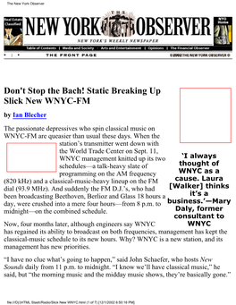 Don't Stop the Bach! Static Breaking up Slick New WNYC-FM