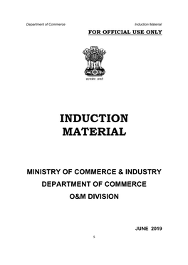 Induction Material for OFFICIAL USE ONLY