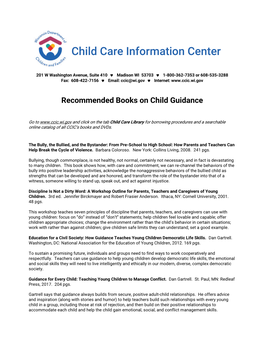 Recommended Books on Child Guidance