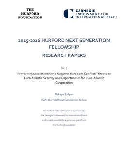 2015-2016 Hurford Next Generation Fellowship Research Papers