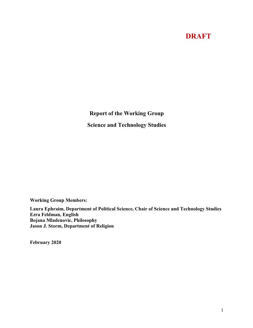 Science and Technology Studies Draft Report