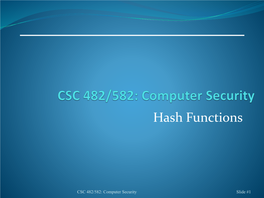 Hash Functions