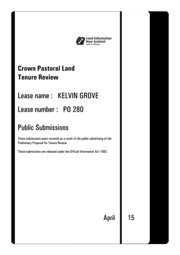 Kelvin Grove Lease Number : Po 280 File Ref: 12548