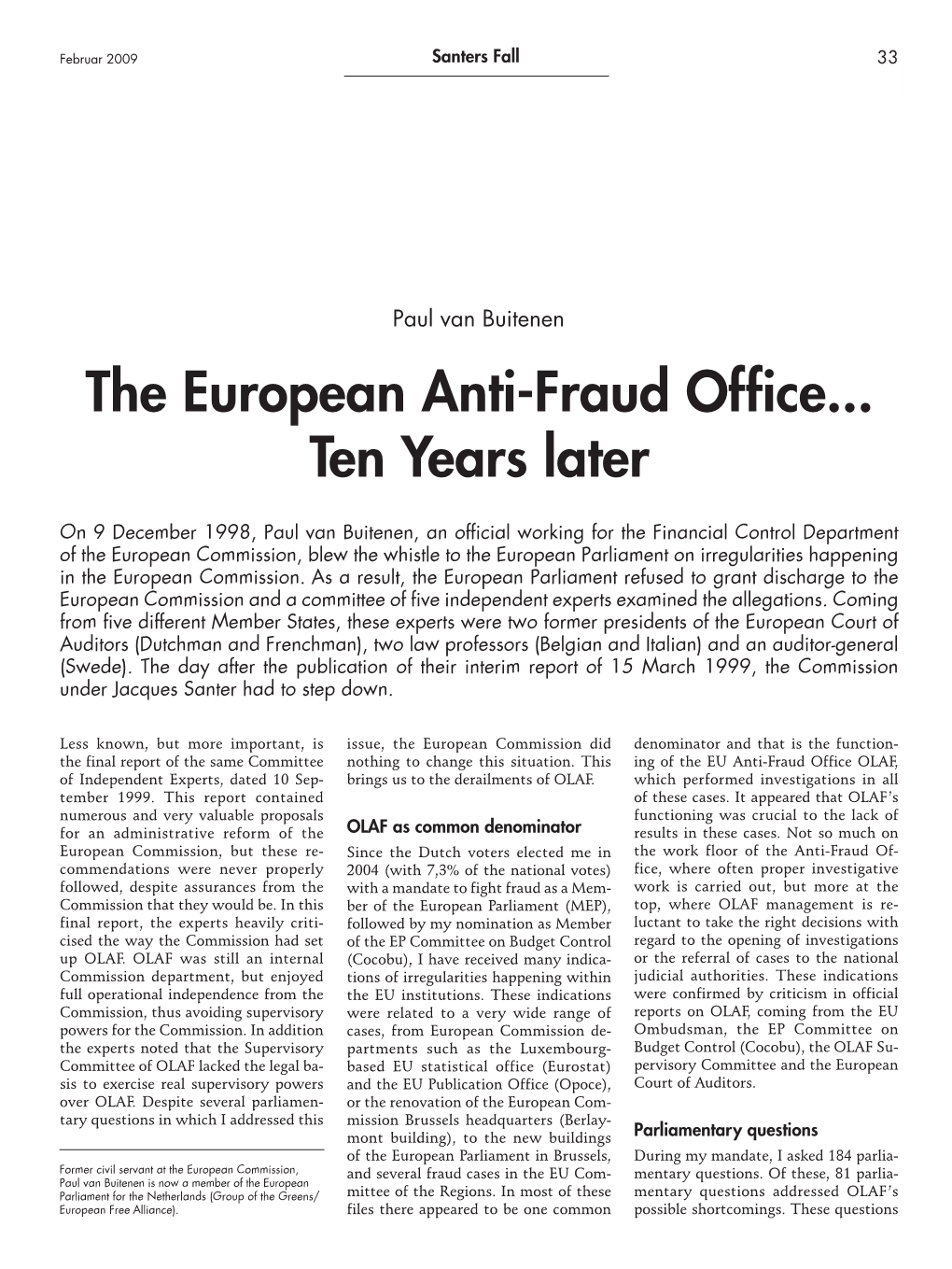 The European Anti-Fraud Office... Ten Years Later