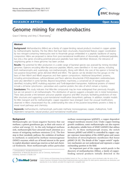 Genome Mining for Methanobactins Grace E Kenney and Amy C Rosenzweig*