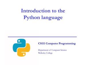 Introduction to the Python Language
