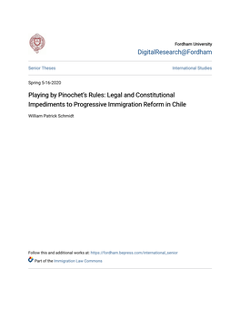 Legal and Constitutional Impediments to Progressive Immigration Reform in Chile