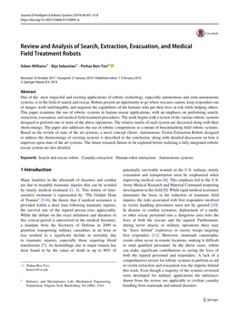 Review and Analysis of Search, Extraction, Evacuation, and Medical Field Treatment Robots