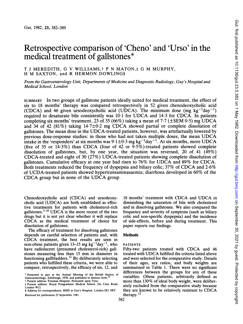 Retrospective Comparison of 'Cheno' and 'Urso' in the Medical