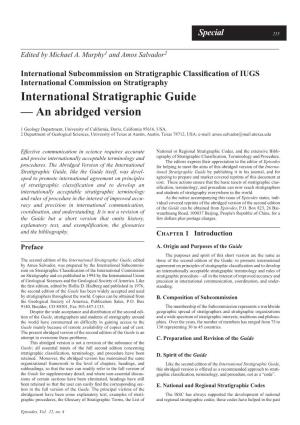 International Stratigraphic Guide — an Abridged Version