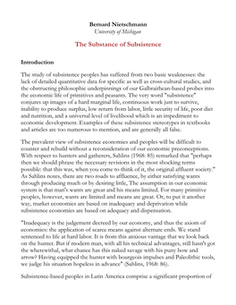 The Substance of Subsistence