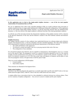 Page 1 of 3 Application Note 123 Single-Ended Stripline Structures