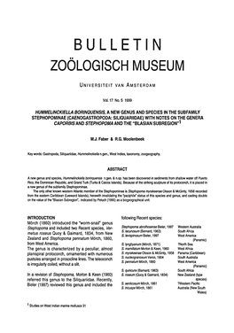 Bulletin Zoölogisch Museum