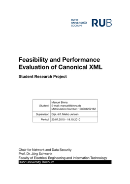 Feasibility and Performance Evaluation of Canonical XML