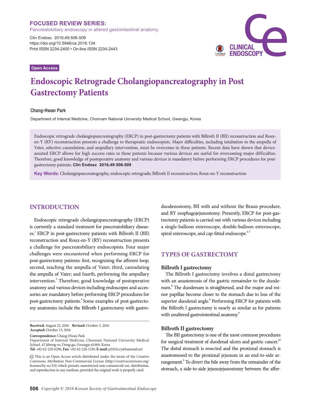 Endoscopic Retrograde Cholangiopancreatography in Post Gastrectomy Patients