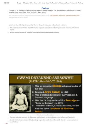 10 Religious Reform Movements in Modern India: the Ramakrishna Mission and Swami Vivekananda- Flexiprep
