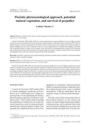 Floristic-Phytosociological Approach, Potential Natural Vegetation, and Survival of Prejudice