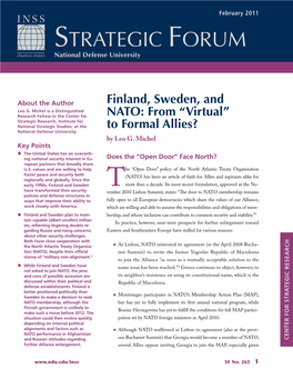 Finland, Sweden, and NATO: from "Virtual" to Formal Allies | Strategic