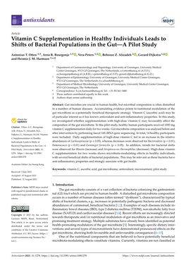 Vitamin C Supplementation in Healthy Individuals Leads to Shifts of Bacterial Populations in the Gut—A Pilot Study