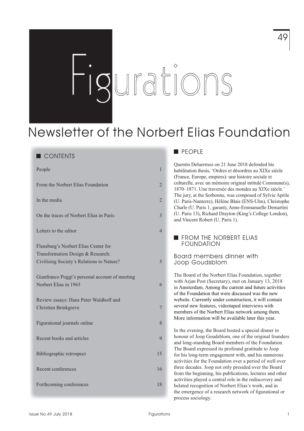 Newsletter of the Norbert Elias Foundation