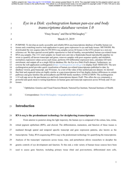 Eye in a Disk: Eyeintegration Human Pan-Eye and Body 2 Transcriptome Database Version 1.0