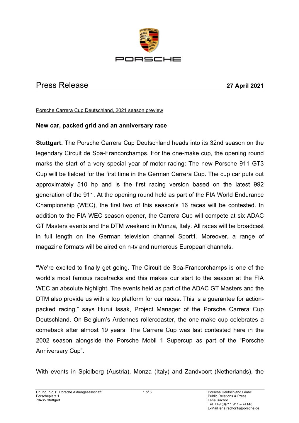 Press Release 27 April 2021
