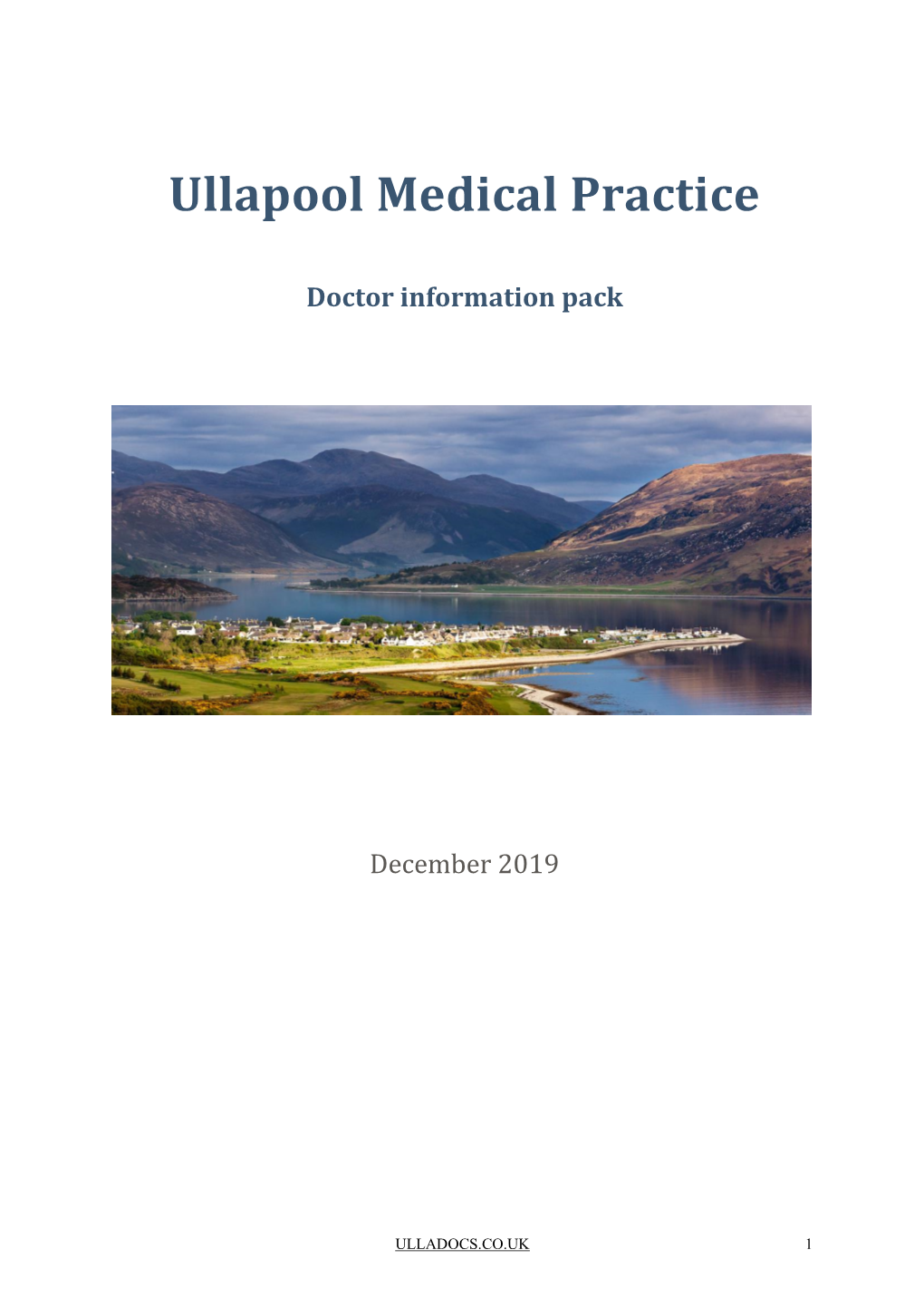 Ullapool Medical Practice Doctor Information Pack