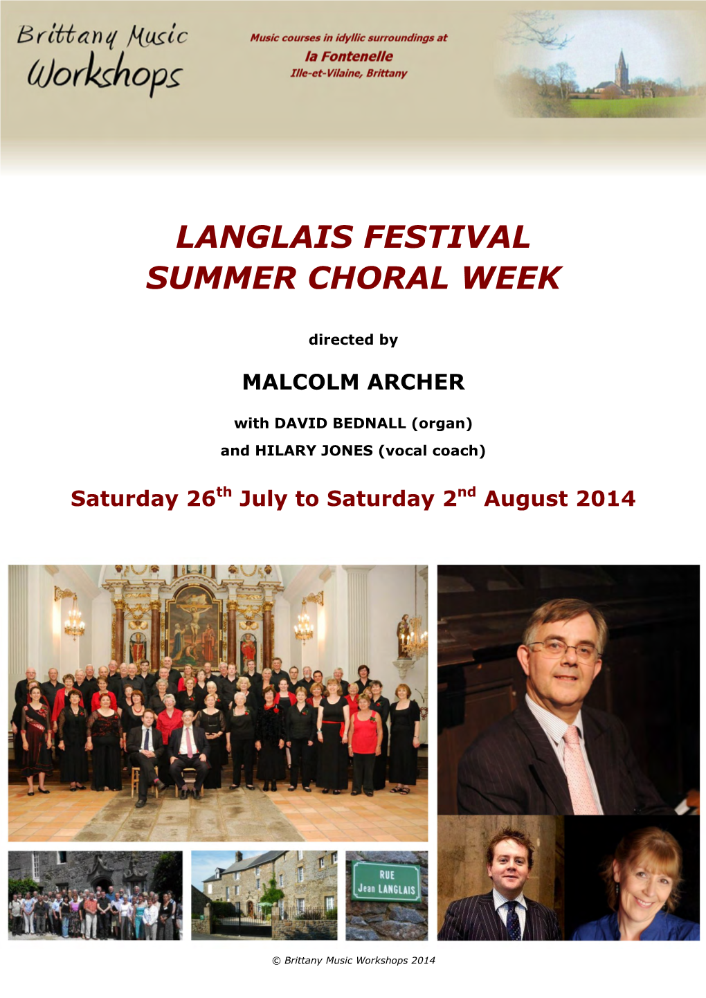 Langlais Festival Summer Choral Week