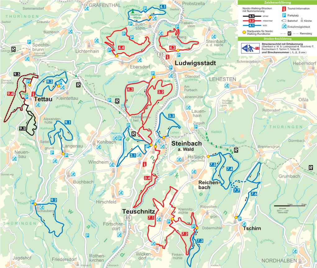 Nordic Walking Karte Der Region