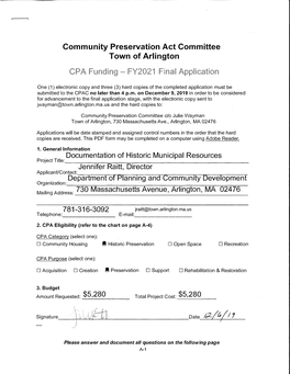 Community Preservation Act Committee Town of Arlington