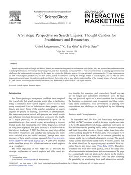 A Strategic Perspective on Search Engines: Thought Candies for Practitioners and Researchers