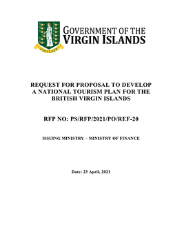 Request for Proposal to Develop a National Tourism Plan for the British Virgin Islands