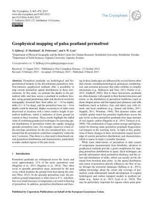 Geophysical Mapping of Palsa Peatland Permafrost