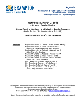 Community & Public Services Committee Agenda for March 2, 2016