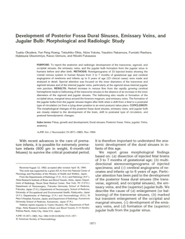 Development of Posterior Fossa Dural Sinuses, Emissary Veins, and Jugular Bulb: Morphological and Radiologic Study