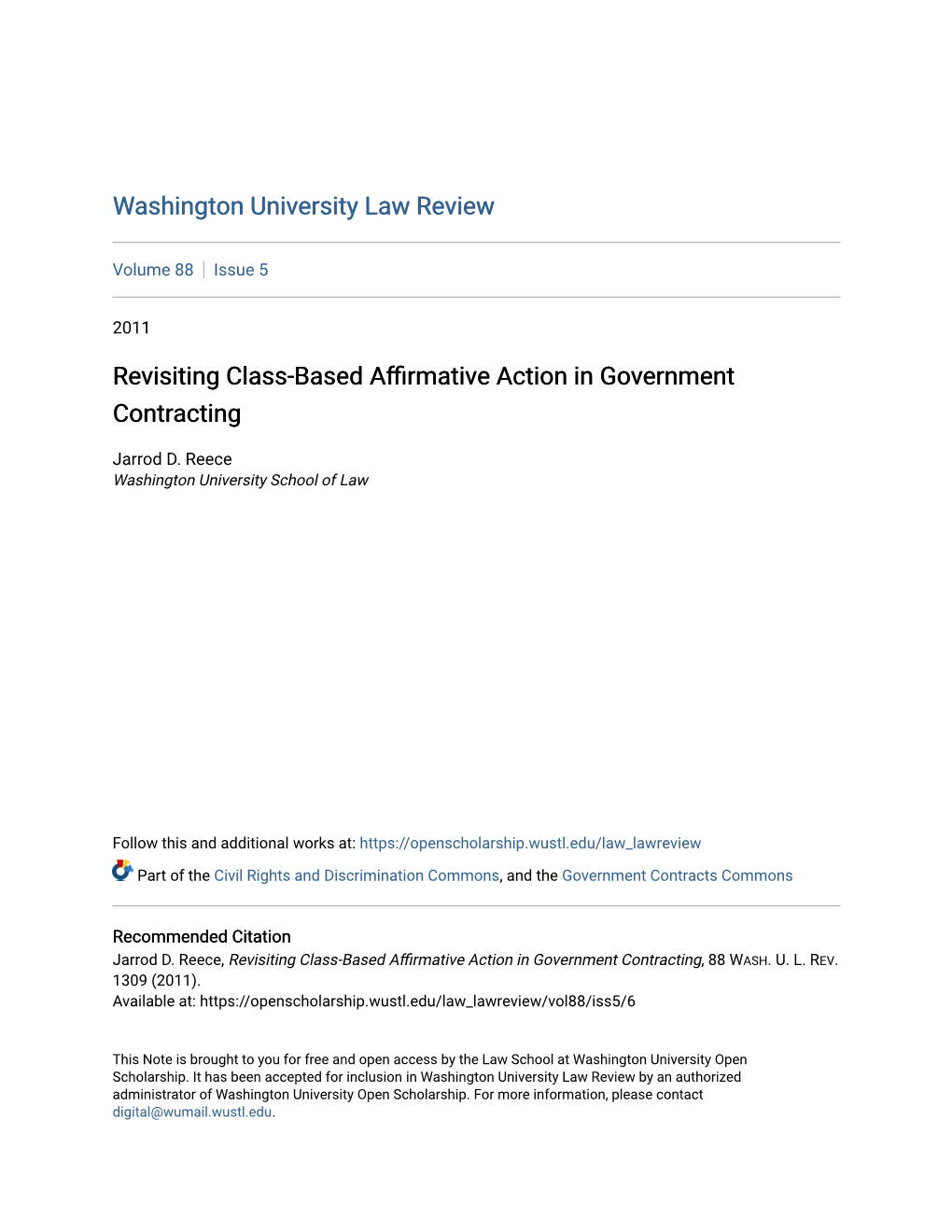 Revisiting Class-Based Affirmative Action in Government Contracting
