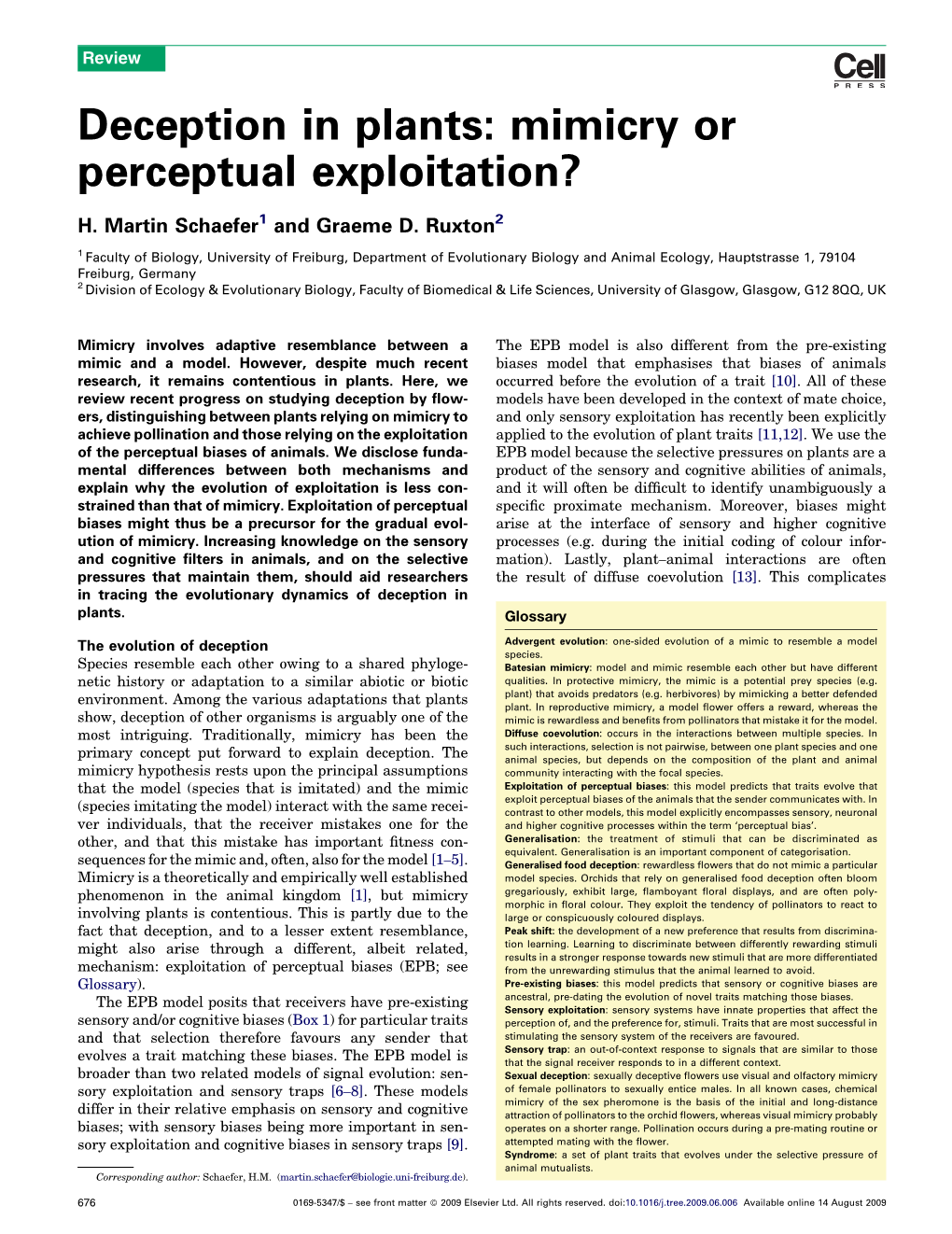 Deception in Plants: Mimicry Or Perceptual Exploitation?