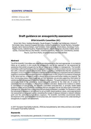 SCIENTIFIC OPINION Draft Guidance on Aneugenicity Assessment