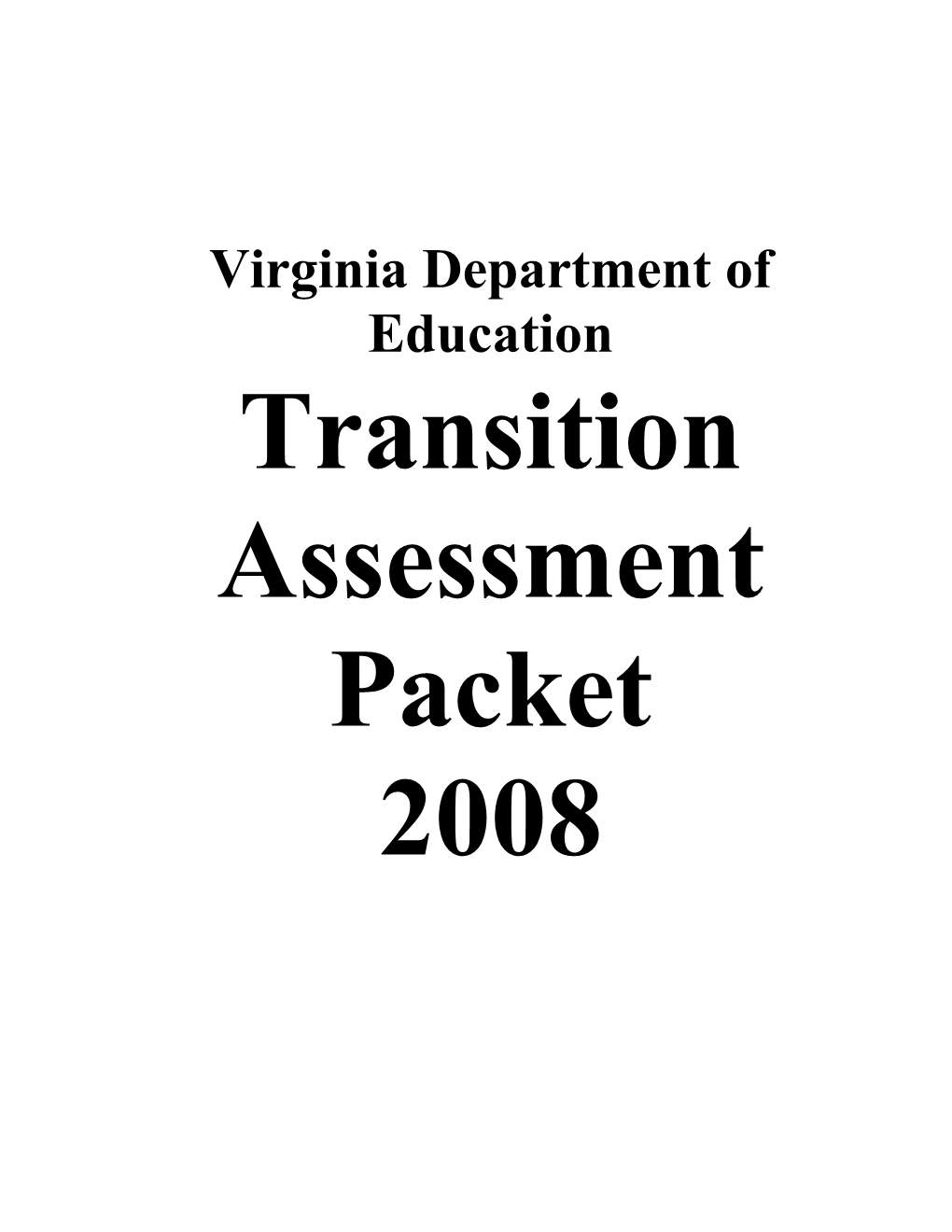 Transition Assessment Packet